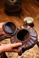 《合菱》宜興紫砂壺高級工藝美術師手工多年80目紫泥合菱泡茶壺茶具