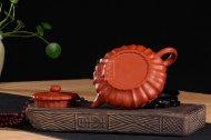 《扁合菱》宜興朱泥紫砂壺全純手工茗家合菱紫砂茶壺
