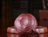 《風卷葵》宜興紫砂壺高級工藝美術師純手工風卷葵底槽青紫砂茶壺