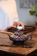 《合菱》宜興紫砂壺高級工藝美術師手工多年80目紫泥合菱泡茶壺茶具