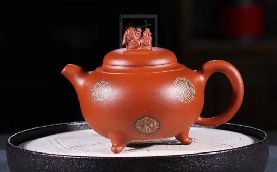 《獅韻》紫砂壺全手工茶壺老師小紅泥，絞泥（段泥、紫泥、綠泥等）壺