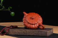 《扁合菱》宜興朱泥紫砂壺全純手工茗家合菱紫砂茶壺