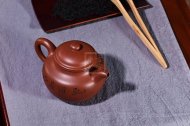 《古韻蓮子》宜興工藝美術師工紫砂壺底槽青掇球茶壺茶具
