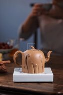 《松鼠葡萄樁》宜興高級工藝美術師手工紫砂壺茶壺具段泥花器