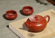 《平蓋仿古》宜興老師工藝美術師手工紫砂壺茶具大紅袍平蓋仿古