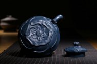 《風(fēng)卷葵套具》宜興純工藝美術(shù)師全手工紫砂壺天青泥壺茶壺風(fēng)卷葵茶具