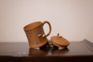 《繁花似景竹節蓋杯》經典紫砂壺宜興全手工泡茶壺茶具降坡泥