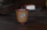 《琴瑟對杯》宜興紫砂壺作品全手工紫泥