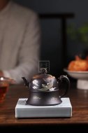 《龍鳳呈祥》宜興紫砂壺高級工藝美術師手工茶壺茶具稀有是黃泥創新壺