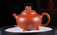 《獅韻》紫砂壺全手工茶壺老師小紅泥，絞泥（段泥、紫泥、綠泥等）壺