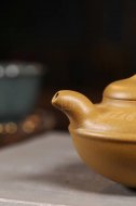 《線圓》宜興紫砂壺高級工藝美術師手工刻繪茶壺茶具黃金段泥線圓
