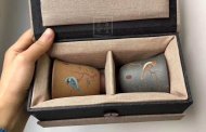 《琴瑟對杯》宜興紫砂壺作品全手工紫泥