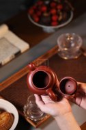 《大度》宜興紫砂壺工藝美術師原礦掇球紫砂茶具大紅袍壺