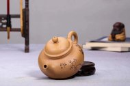 《容天（刻花鳥）》宜興紫砂壺段泥助理工藝美術師全手工茶壺容天茶具
