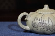 《南瓜》宜興紫砂壺名家助理工藝美術師純手工青灰段中壺茶具功夫泡茶壺家用南瓜套裝