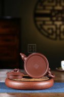 《三友》宜興紫砂壺工藝美術師手工紫泥竹段壺茶具泡茶壺