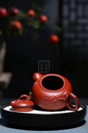 《道洪葫蘆》宜興紫砂壺工藝美術師手工刻繪大紅袍創新壺泡茶壺具