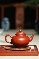 《山水笑櫻（泥繪）》宜興紫砂壺工藝美術師茶具頂級大紅袍笑櫻
