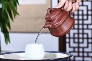 《四方竹鼎》宜興工藝美術(shù)師手工紫砂壺底槽青料茶壺茶具