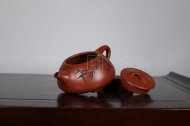 《刻繪石瓢》宜興工藝美術師工紫砂壺家藏大紅袍石瓢